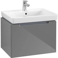Villeroy and Boch Subway 2.0 Glossy Grey 600mm Wall Hung 1-Drawer Vanity Unit