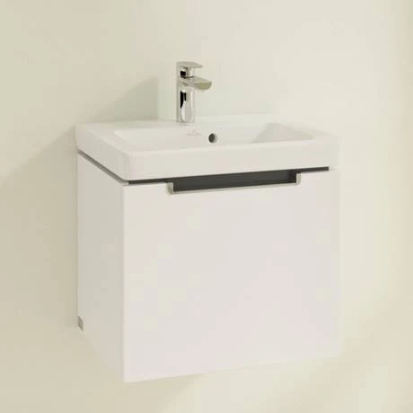 SBGW500_D1_460.jpg Villeroy and Boch Subway 2.0 Glossy White 500mm Wall Hung 1-Drawer Vanity Unit -Victorian Plumbing Shop SBGW500 D1 460