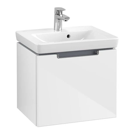 SBGW500_P.jpg Villeroy and Boch Subway 2.0 Glossy White 500mm Wall Hung 1-Drawer Vanity Unit -Victorian Plumbing Shop SBGW500 P