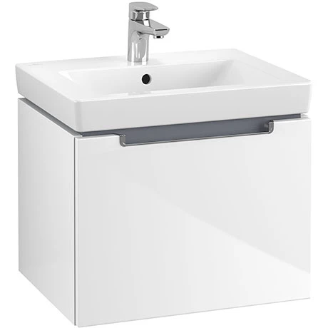 SBGW550_P.jpg Villeroy and Boch Subway 2.0 Glossy White 550mm Wall Hung 1-Drawer Vanity Unit -Victorian Plumbing Shop SBGW550 P