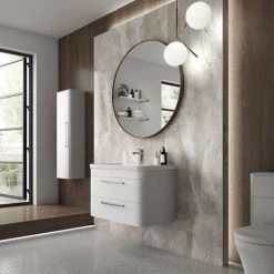 Hudson Reed Solar 800mm Wall Hung Cabinet & Basin - Pure White - SOL104 2 Hudson Reed Solar 800mm Wall Hung Cabinet & Basin - Pure White - SOL104 -Victorian Plumbing Shop SOL104 d2 460