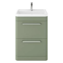 Hudson Reed Solar 600mm Floor Standing Cabinet & Basin - Matt Fern Green - SOL801