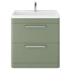 Hudson Reed Solar 800mm Floor Standing Cabinet & Basin - Matt Fern Green - SOL803