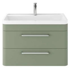 Hudson Reed Solar 800mm Wall Hung Cabinet & Basin - Matt Fern Green - SOL804