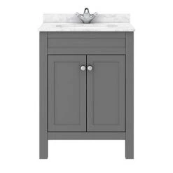 Trafalgar 610mm Grey Vanity Unit with White Marble Basin Top 3 Trafalgar 610mm Grey Vanity Unit with White Marble Basin Top -Victorian Plumbing Shop TRF6GRY MB n d1 460