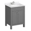 Trafalgar 610mm Grey Vanity Unit with White Marble Basin Top