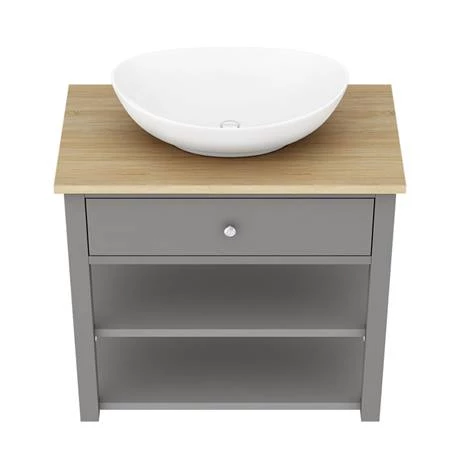 TRF8WTGRY-BAS_D3_460.jpg Trafalgar Countertop Basin Unit - Grey - 840mm with Oval Basin -Victorian Plumbing Shop TRF8WTGRY BAS D3 460