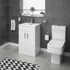 Toreno Small Vanity Sink With Cabinet - 500mm Modern High Gloss White 2 Toreno Small Vanity Sink With Cabinet - 500mm Modern High Gloss White -Victorian Plumbing Shop Turin Small Vanity Sink With Cabinet 500mm d1 460