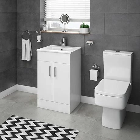 Turin-Small-Vanity-Sink-With-Cabinet-500mm-d1_460.jpg Toreno Small Vanity Sink With Cabinet - 500mm Modern High Gloss White -Victorian Plumbing Shop Turin Small Vanity Sink With Cabinet 500mm d1 460