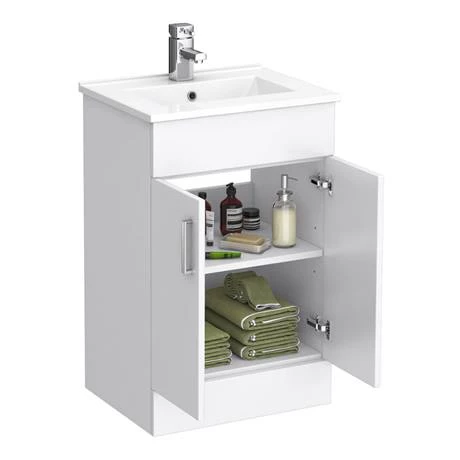 Turin-Small-Vanity-Sink-With-Cabinet-d2_460.jpg Toreno Small Vanity Sink With Cabinet - 500mm Modern High Gloss White -Victorian Plumbing Shop Turin Small Vanity Sink With Cabinet d2 460