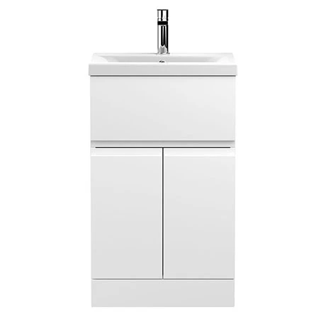 URB101A_P.jpg Hudson Reed Urban Satin White 500mm Floor Standing 2-Door/Drawer Vanity Unit - URB101A -Victorian Plumbing Shop URB101A P