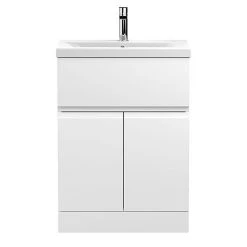 Hudson Reed Urban Satin White 600mm Floor Standing 2-Door/Drawer Vanity Unit - URB103A