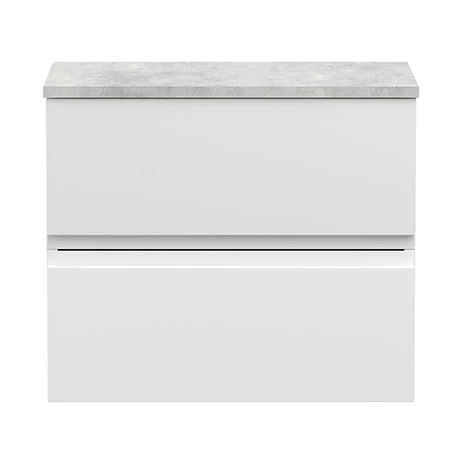 URB104LBG_P.jpg Hudson Reed Urban 600mm Satin White Vanity Unit - Wall Hung 2 Drawer Unit with Grey Worktop -Victorian Plumbing Shop URB104LBG P