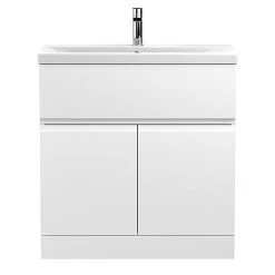Hudson Reed Urban Satin White 800mm Floor Standing 2-Door/Drawer Vanity Unit - URB105A
