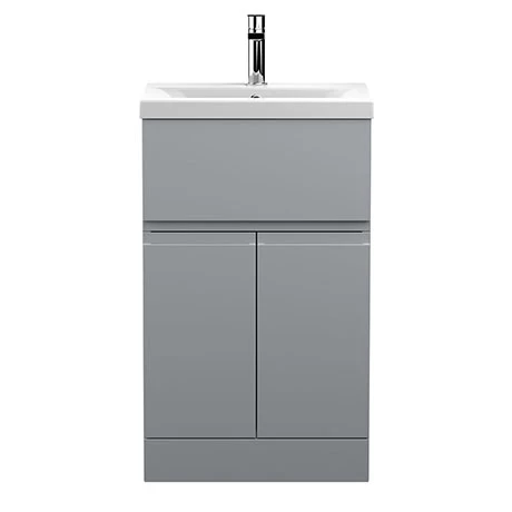 URB201A_P.jpg Hudson Reed Urban Satin Grey 500mm Floor Standing 2-Door/Drawer Vanity Unit - URB201A -Victorian Plumbing Shop URB201A P