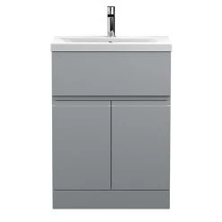 Hudson Reed Urban Satin Grey 600mm Floor Standing 2-Door/Drawer Vanity Unit - URB203A