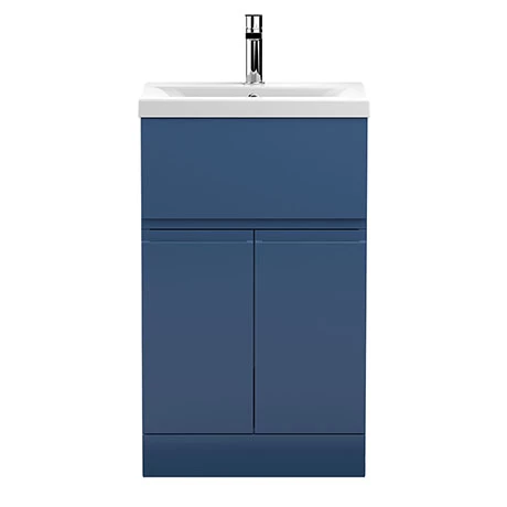 URB301A_P.jpg Hudson Reed Urban Satin Blue 500mm Floor Standing 2-Door/Drawer Vanity Unit - URB301A -Victorian Plumbing Shop URB301A P
