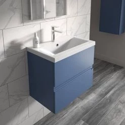 Hudson Reed Urban Satin Blue 600mm Wall Hung 2-Drawer Vanity Unit - URB304A -Victorian Plumbing Shop URB304A D1 460
