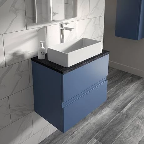 URB304LSB_D1_460.jpg Hudson Reed Urban 600mm Satin Blue Vanity Unit - Wall Hung 2 Drawer Unit with Black Worktop -Victorian Plumbing Shop URB304LSB D1 460