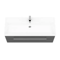 Valencia 1200 Gloss Grey Minimalist Wall Hung Vanity Unit with Chrome Handle -Victorian Plumbing Shop V12GWHCH d2 460