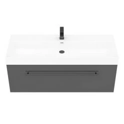 Valencia 1200 Gloss Grey Minimalist Wall Hung Vanity Unit with Matt Black Handle 3 Valencia 1200 Gloss Grey Minimalist Wall Hung Vanity Unit with Matt Black Handle -Victorian Plumbing Shop V12GWHMB d3 460