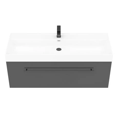 V12GWHMB-d3_460.jpg Valencia 1200 Gloss Grey Minimalist Wall Hung Vanity Unit with Matt Black Handle -Victorian Plumbing Shop V12GWHMB d3 460