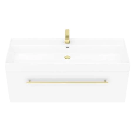 V12WWHBB-d2_460.jpg Valencia 1200 Gloss White Minimalist Wall Hung Vanity Unit with Brass Handle -Victorian Plumbing Shop V12WWHBB d2 460
