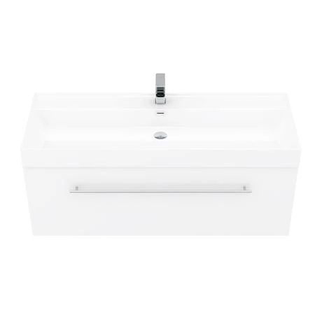 V12WWHCH_d2_460.jpg Valencia 1200 Gloss White Minimalist Wall Hung Vanity Unit with Chrome Handle -Victorian Plumbing Shop V12WWHCH d2 460
