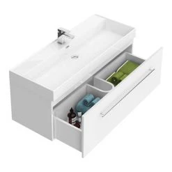 Valencia 1200 Gloss White Minimalist Wall Hung Vanity Unit with Chrome Handle 4 Valencia 1200 Gloss White Minimalist Wall Hung Vanity Unit with Chrome Handle -Victorian Plumbing Shop V12WWHCH d4 460