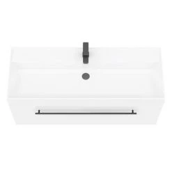 Valencia 1200 Gloss White Minimalist Wall Hung Vanity Unit with Matt Black Handle 2 Valencia 1200 Gloss White Minimalist Wall Hung Vanity Unit with Matt Black Handle -Victorian Plumbing Shop V12WWHMB d2 460