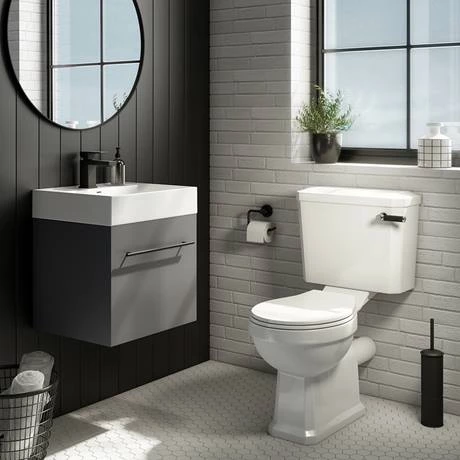 V4GWHMB_d3_460.jpg Valencia 450 Gloss Grey Minimalist Wall Hung Vanity Unit with Matt Black Handle -Victorian Plumbing Shop V4GWHMB d3 460