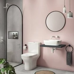 Venice Floating Basin Shelf (Gloss Grey - 600mm Wide) -Victorian Plumbing Shop V6GGSLF d3 460