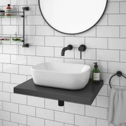 Venice Floating Basin Shelf (Gloss Grey - 600mm Wide) -Victorian Plumbing Shop V6GGSLF d4 460