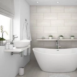 Venice Floating Basin Shelf (Gloss White - 600mm Wide) -Victorian Plumbing Shop V6GWSLF d2 460