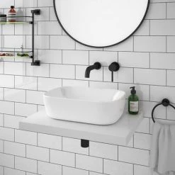 Venice Floating Basin Shelf (Gloss White - 600mm Wide) -Victorian Plumbing Shop V6GWSLF d4 460