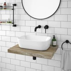 Venice Floating Basin Shelf (Light Oak - 600mm Wide) 2 Venice Floating Basin Shelf (Light Oak - 600mm Wide) -Victorian Plumbing Shop V6LKSLF d2 460