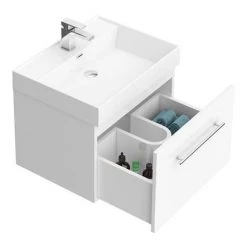 Valencia 600 Gloss White Minimalist Wall Hung Vanity Unit with Chrome Handle 5 Valencia 600 Gloss White Minimalist Wall Hung Vanity Unit with Chrome Handle -Victorian Plumbing Shop V6WWHCH d5 460