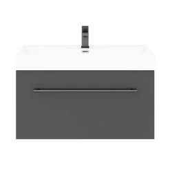 Valencia 800 Gloss Grey Minimalist Wall Hung Vanity Unit with Matt Black Handle -Victorian Plumbing Shop V8GWHMB n d4 460