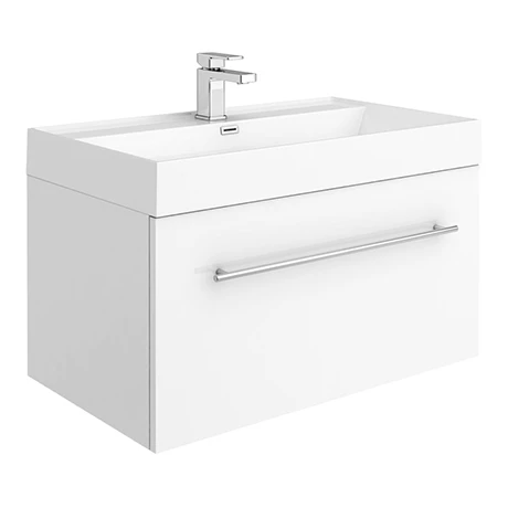 V8WWHCH_p.jpg Valencia 800 Gloss White Minimalist Wall Hung Vanity Unit with Chrome Handle -Victorian Plumbing Shop V8WWHCH p