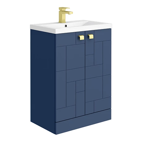 VAFS600BLUBRA_n_p.jpg Venice Abstract 600mm Blue Vanity Unit - Floor Standing 2 Door Unit with Brushed Brass Square Drop Handles -Victorian Plumbing Shop VAFS600BLUBRA n p