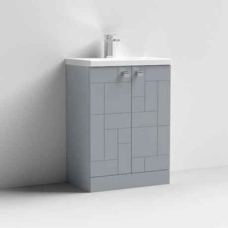 VAFS600GRY_D1_460.jpg Venice Abstract 600mm Grey Vanity Unit - Floor Standing 2 Door Unit with Chrome Square Drop Handles -Victorian Plumbing Shop VAFS600GRY D1 460