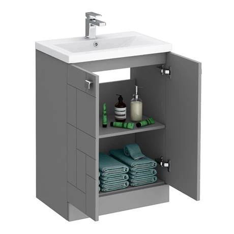 VAFS600GRY_D4_460.jpg Venice Abstract 600mm Grey Vanity Unit - Floor Standing 2 Door Unit with Chrome Square Drop Handles -Victorian Plumbing Shop VAFS600GRY D4 460