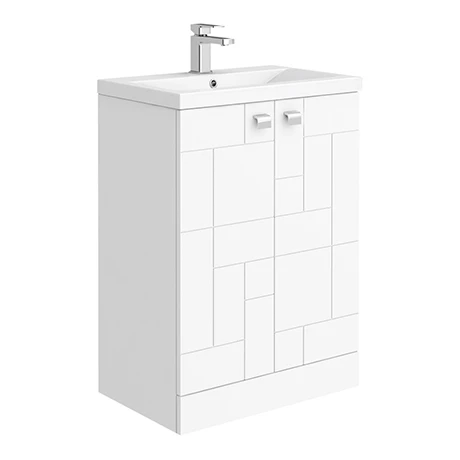VAFS600WHI_n_p.jpg Venice Abstract 600mm White Vanity Unit - Floor Standing 2 Door Unit with Chrome Square Drop Handles -Victorian Plumbing Shop VAFS600WHI n p
