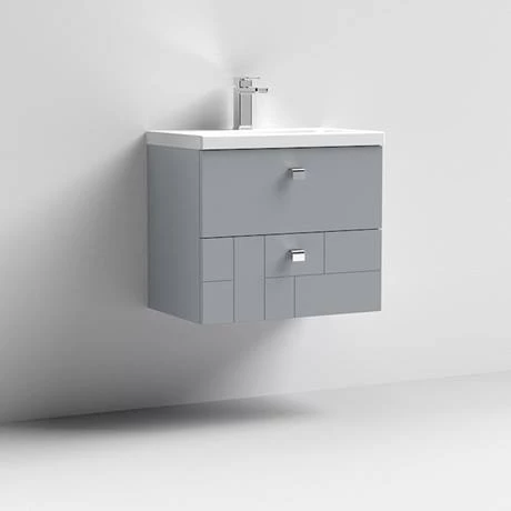 VAWH600GRY_D1_460.jpg Venice Abstract 600mm Grey Vanity Unit - Wall Hung 2 Drawer Unit with Chrome Square Drop Handles -Victorian Plumbing Shop VAWH600GRY D1 460