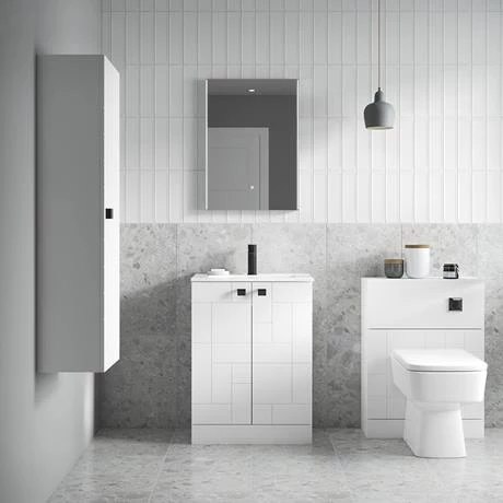 VAWHCBWHI_D1_460.jpg Venice Abstract 500mm White Vanity Unit - Floor Standing 2 Door Unit with Chrome Square Drop Handles -Victorian Plumbing Shop VAWHCBWHI D1 460