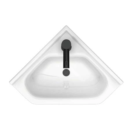 VB001_d1_460.jpg Venice Corner Vanity Unit - Gloss White - 590mm with Black Handles -Victorian Plumbing Shop VB001 d1 460
