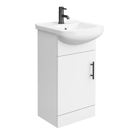 VB450-p.jpg Venice 460 Gloss White Vanity with Matt Black Handle (Unit Depth 300mm) -Victorian Plumbing Shop VB450 p