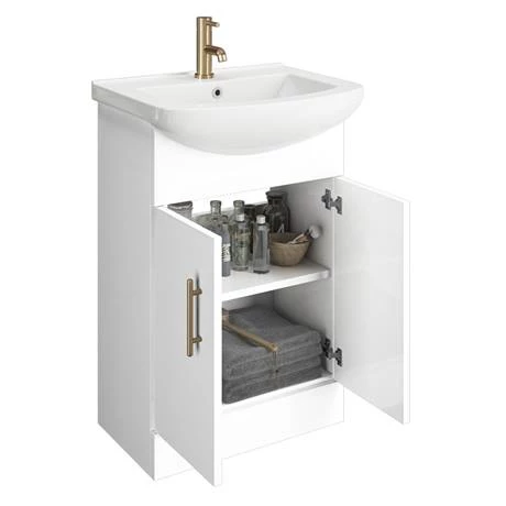 VBB550_d2_460.jpg Venice 560 Gloss White Vanity with Brushed Brass Handles (Unit Depth 300mm) -Victorian Plumbing Shop VBB550 d2 460
