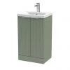 Venice Fluted 500mm Green Vanity Unit - Floor Standing 2 Door Unit with Chrome Handles