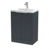 Venice Fluted 600mm Anthracite Vanity Unit - Floor Standing 2 Door Unit with Chrome Handles